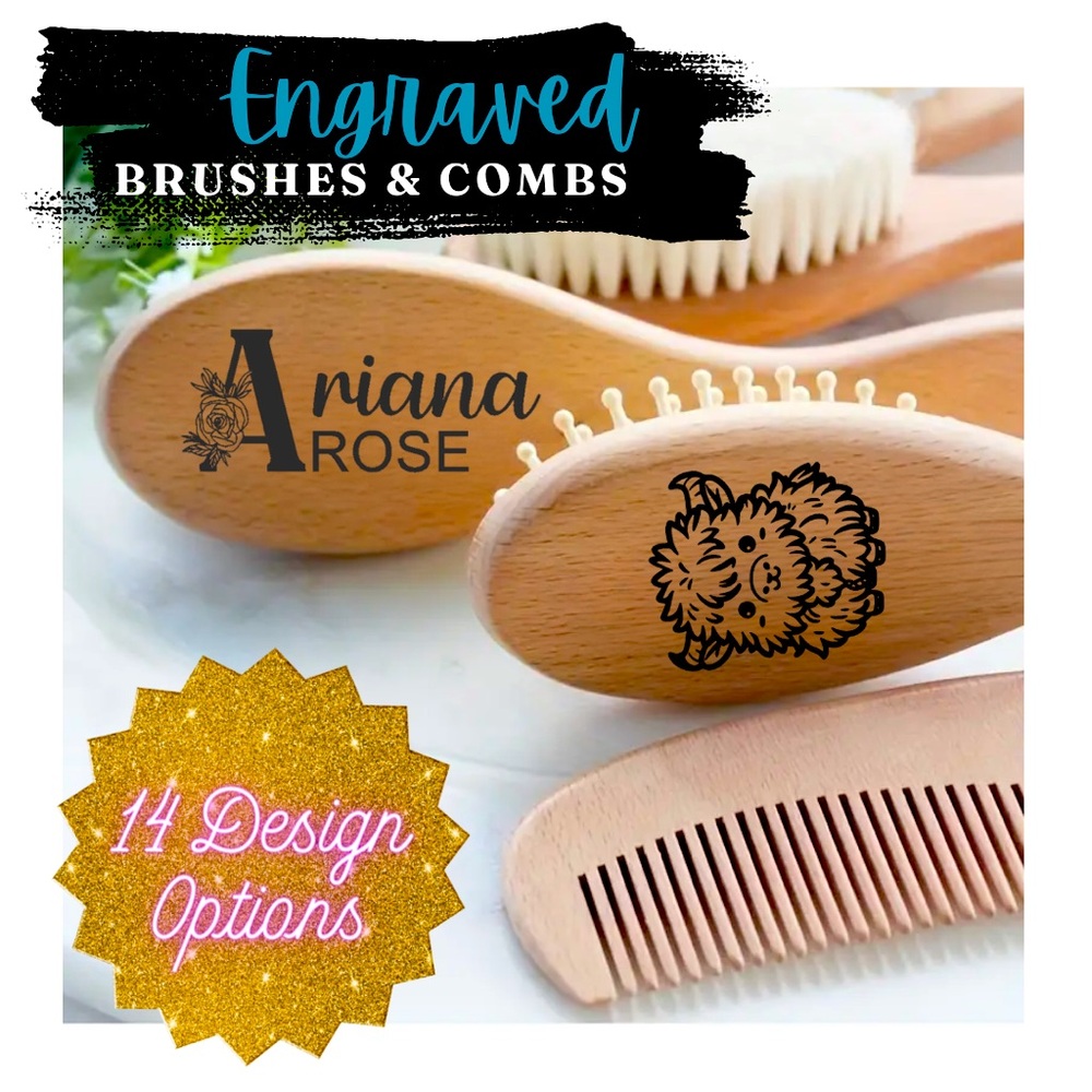 ***CUSTOM Engraved Wood Brush and Comb Set | Prefect Baby Shower Gift***